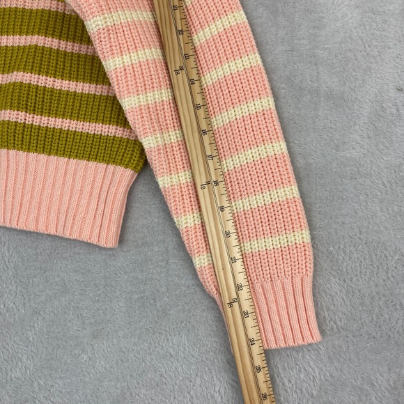 Easel Patchwork Striped Half Zip Sweater Women S Pink Olive Colorblock Funky NWT - Picture 11 of 11